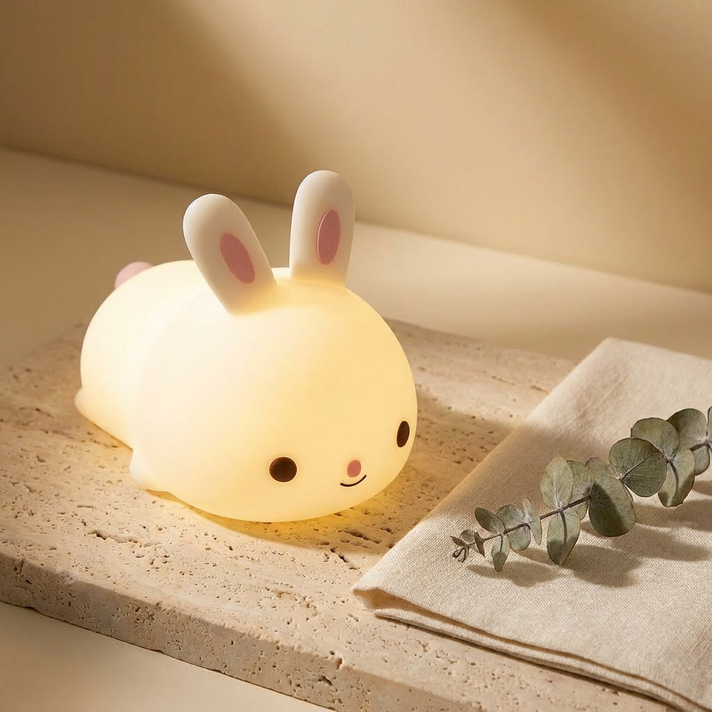 Soft Bunny Night Light — Squishy Silicone LED Lamp