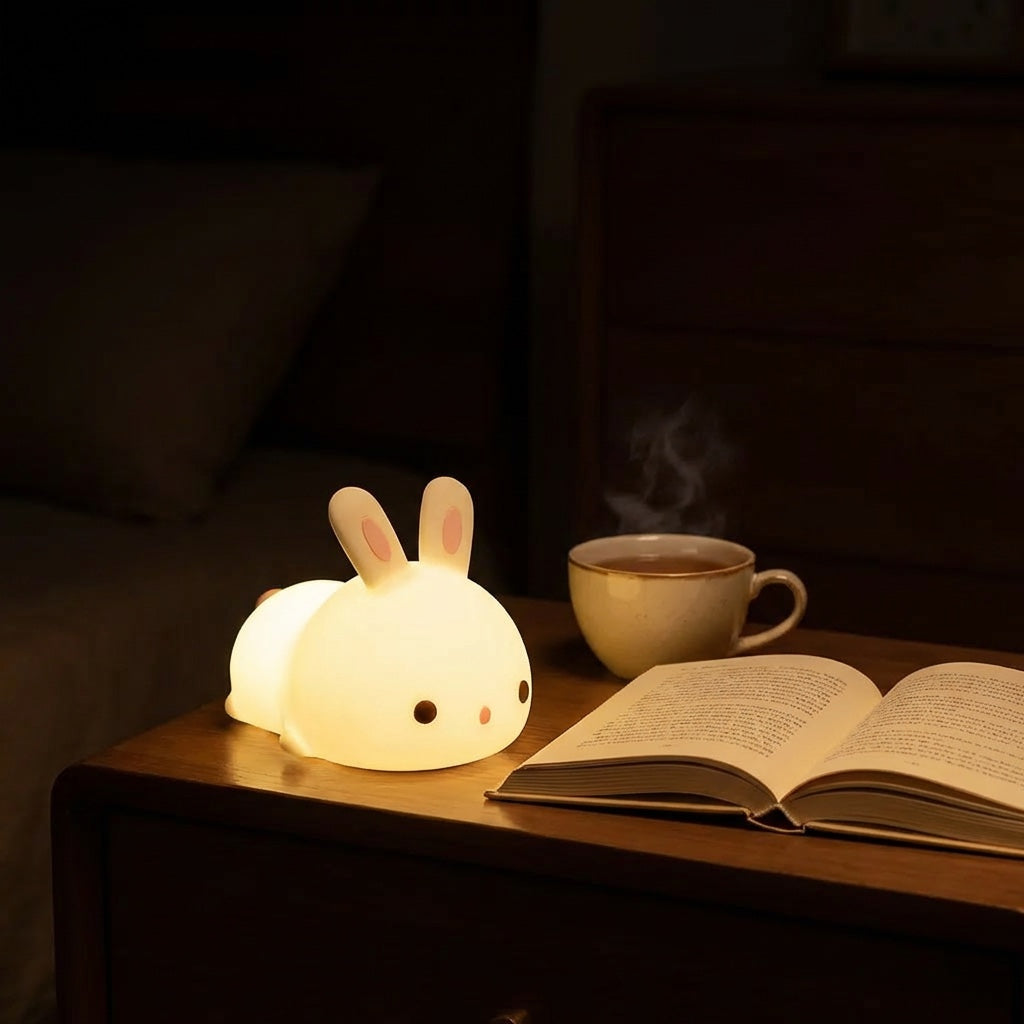 Soft Bunny Night Light — Squishy Silicone LED Lamp