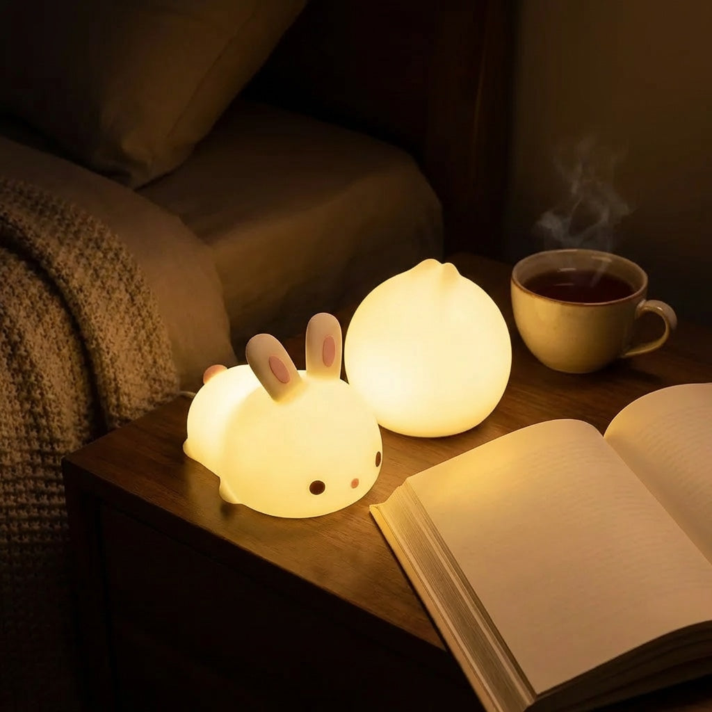 Soft Bunny Night Light — Squishy Silicone LED Lamp
