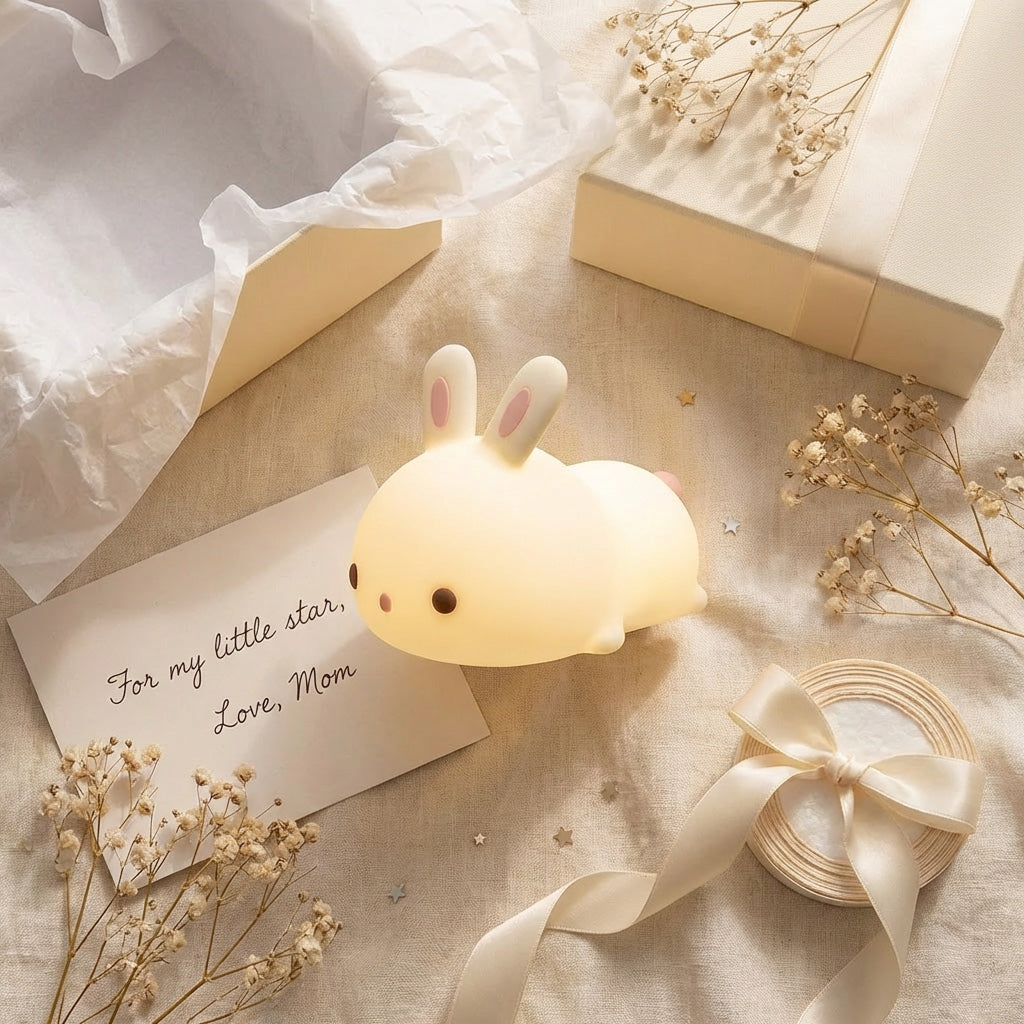 Soft Bunny Night Light — Squishy Silicone LED Lamp