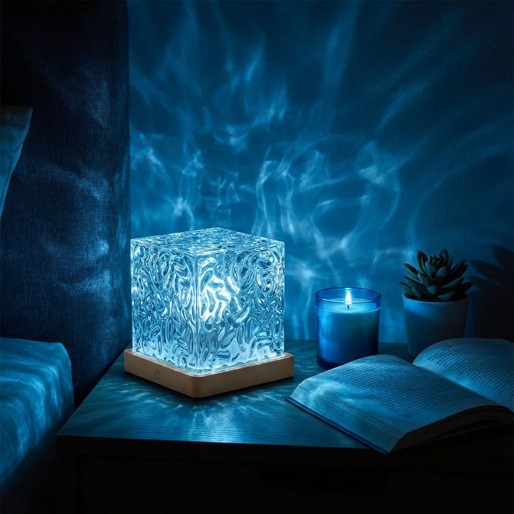 Ocean Wave Projector — 16-Color Crystal Cube Night Light